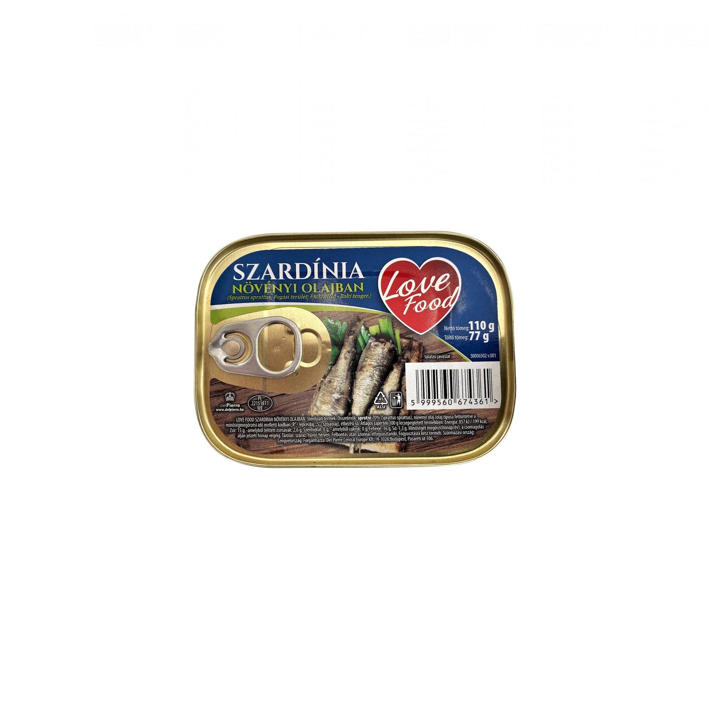 Love food szardínia konzerv növényi olajban 110g/72g