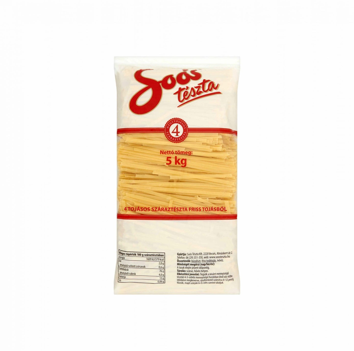 Soós 4 tojásos szélesmetélt tészta 5kg